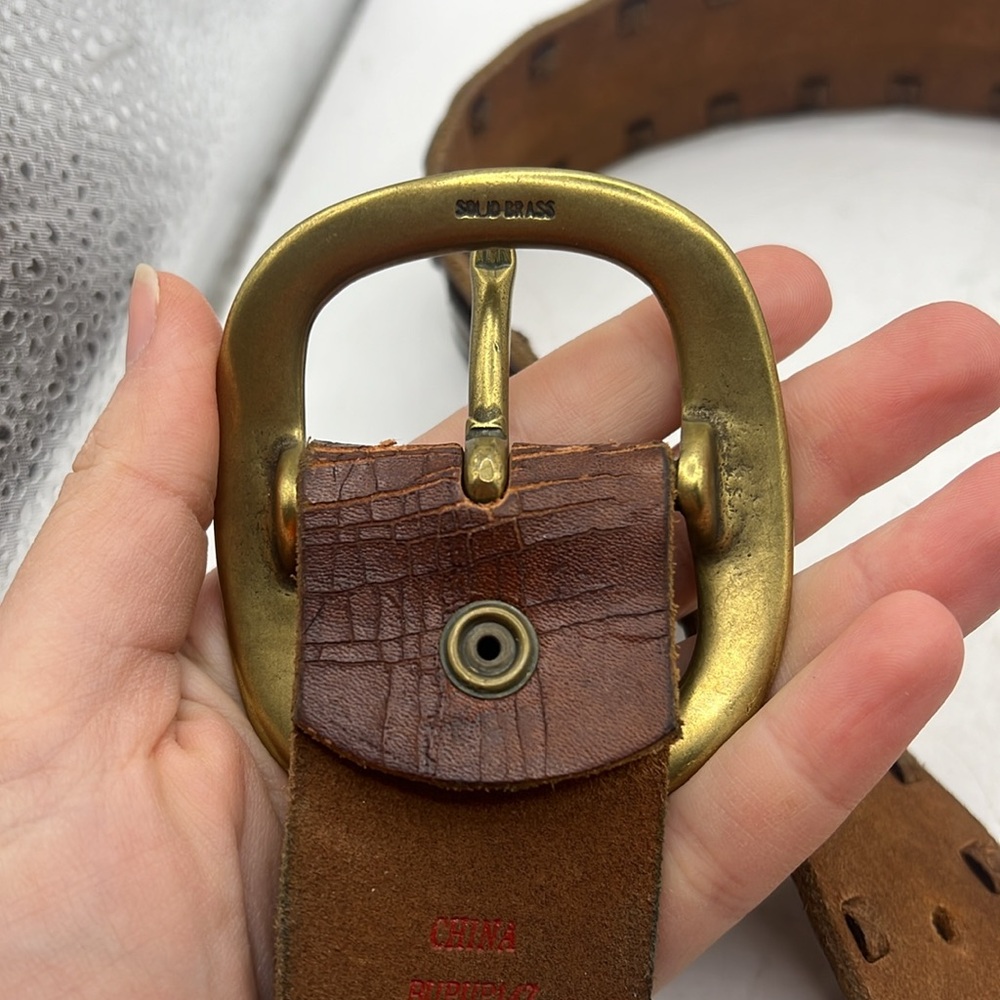 Lucky Brand Womens Belt Brown Leather Size XS Studded - Picture 4 of 9